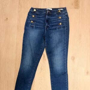 Frame Le High Skinny Side Button Ankle Medium Wash Pockets Hobo